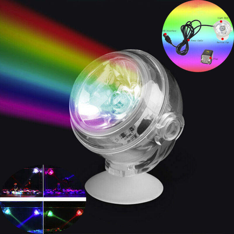 HATELI Aquarium Light LED Fish Tank Small Spotlight Colorful Color Changing LED Aquarium Light Colorful Gradient Aquarium Light Diving Light