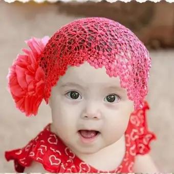 2 Large Flowers Hollow Lace Net Headdress Hair Band Beautiful Baby