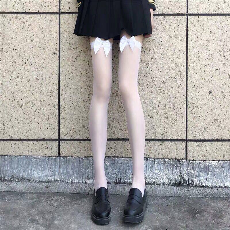Black Silk Knee Socks Women Summer Sexy Long Tube Tight Black Transparent High Tube Socks