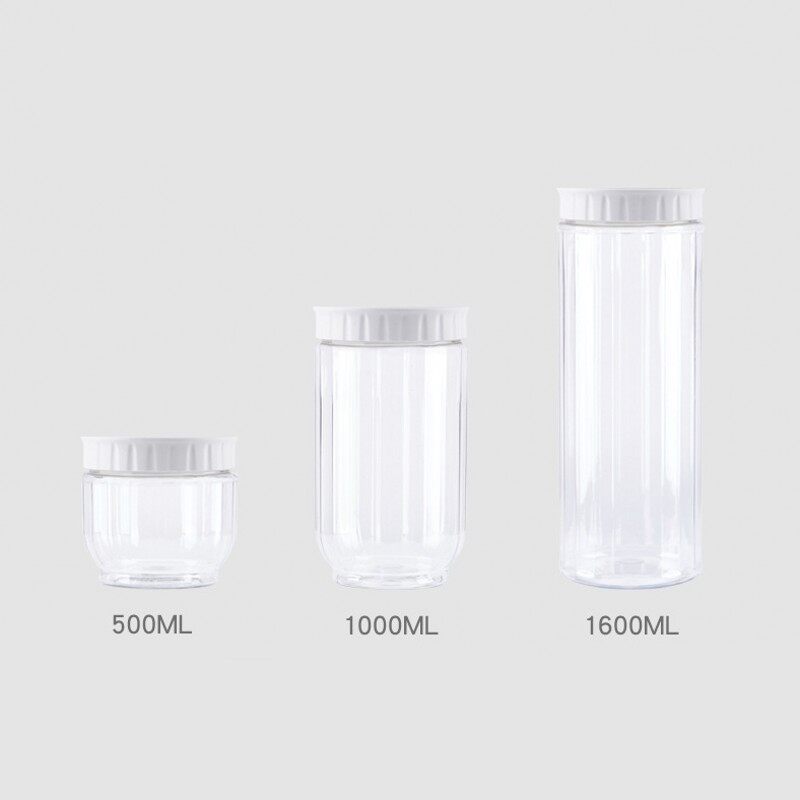 Kitchen Plastic White Food Storage Container With Lids Sealing Pot Cereal Rice Sealed Jar