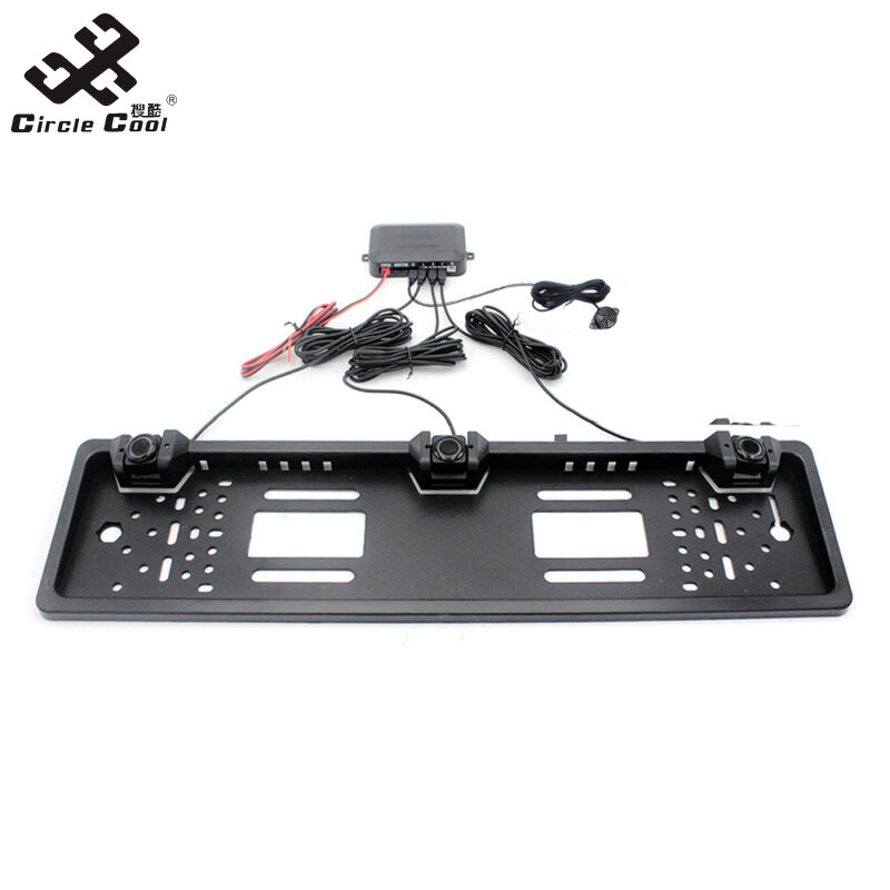 Circle Cool Eu Europe Car License Plate Frame Car Parking Sensor Kit