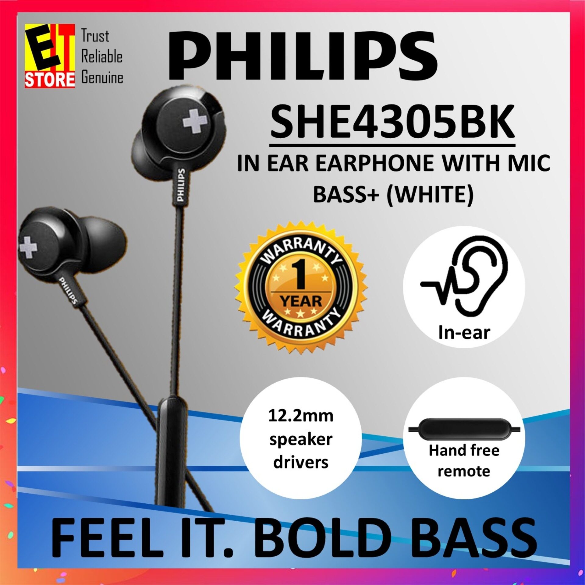 philips bass  she4305bk