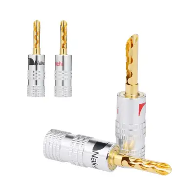 24K Gold Plated Copper 4mm Banana Plug Black & Red Speaker Connector Audio Amplifier 2 Pairs