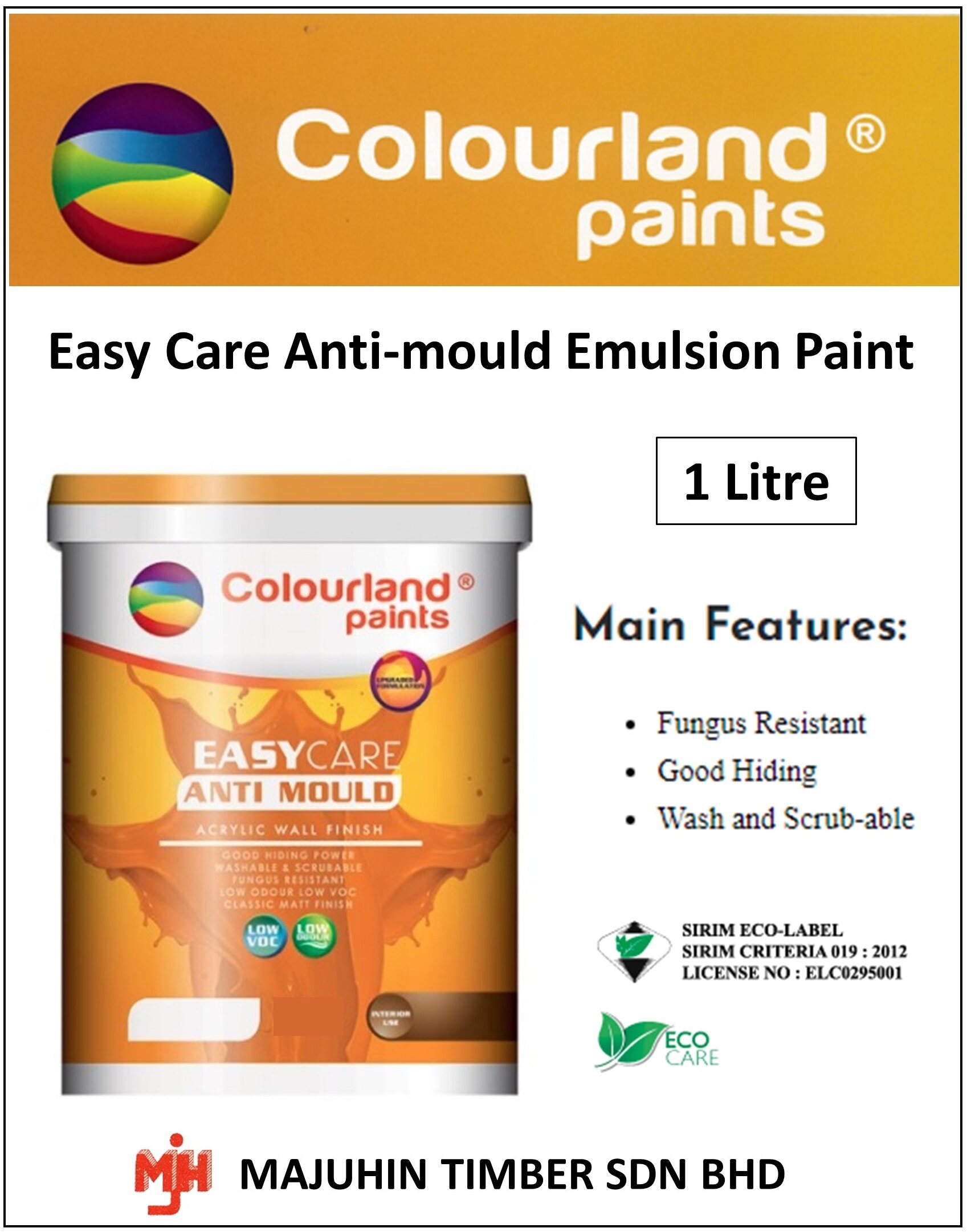Colourland Easy Care Anti Mould Interior Wall Paint / Cat Dalam Dinding