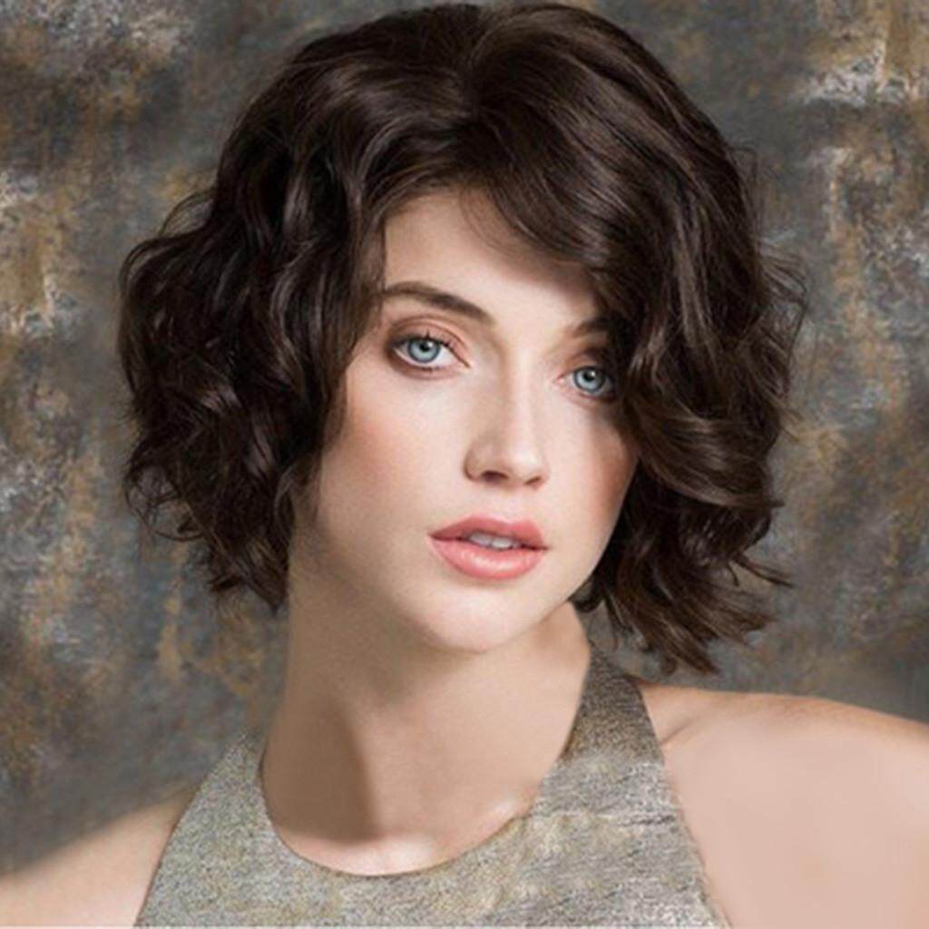 short brown curly hair wig