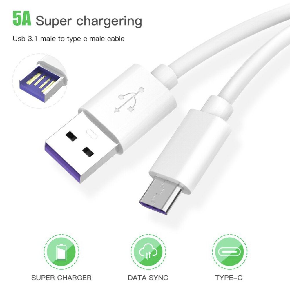 Cáp Loại C 5A Cáp Sạc Nhanh Cho Huawei Cáp USB Cáp USB Type C Cho Cáp OnePlus Oppo Realme XiaoMi Kabel