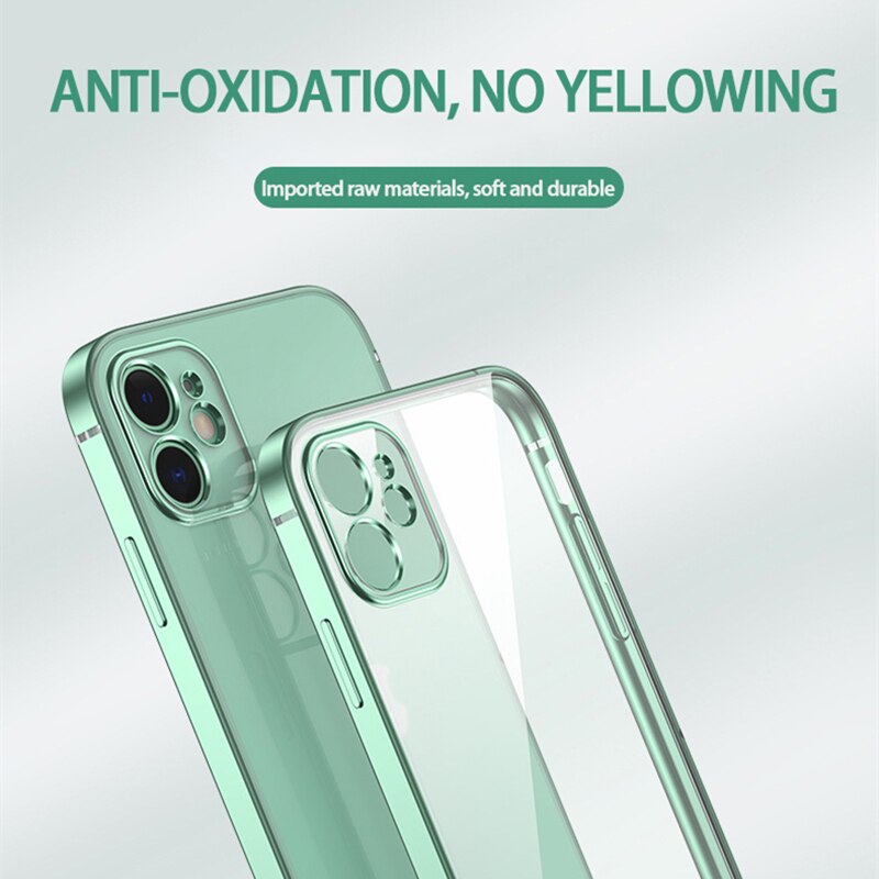 Ốp Lưng Trong Suốt Khung Vuông Mạ Sang Trọng, Ốp Cho iPhone 12 Pro Max 12 Mini 11 Pro Max 12 XS MAX XR SE 2020 7 8 Plus Ốp TPU Mềm Trong Suốt