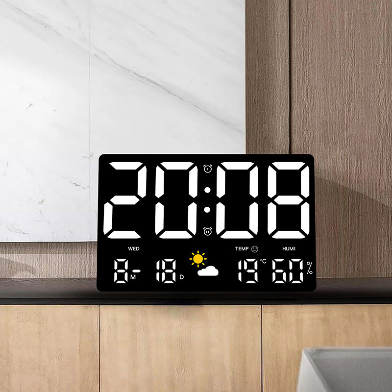 Large screen wall clock, pressure sensing, temperature and humidity, weather clock, multifunctional color weather clock