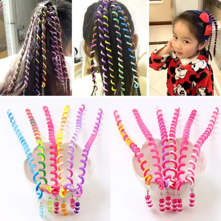 6 Pcs Set Kids Curler Hair Braid Hair Sticker Baby Girls Decor