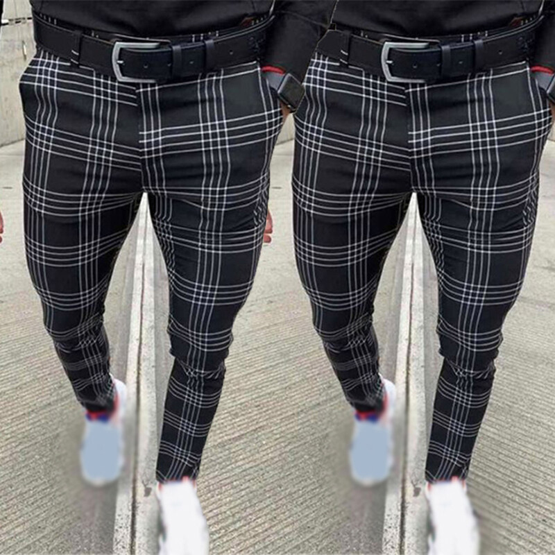 gray plaid skinny pants