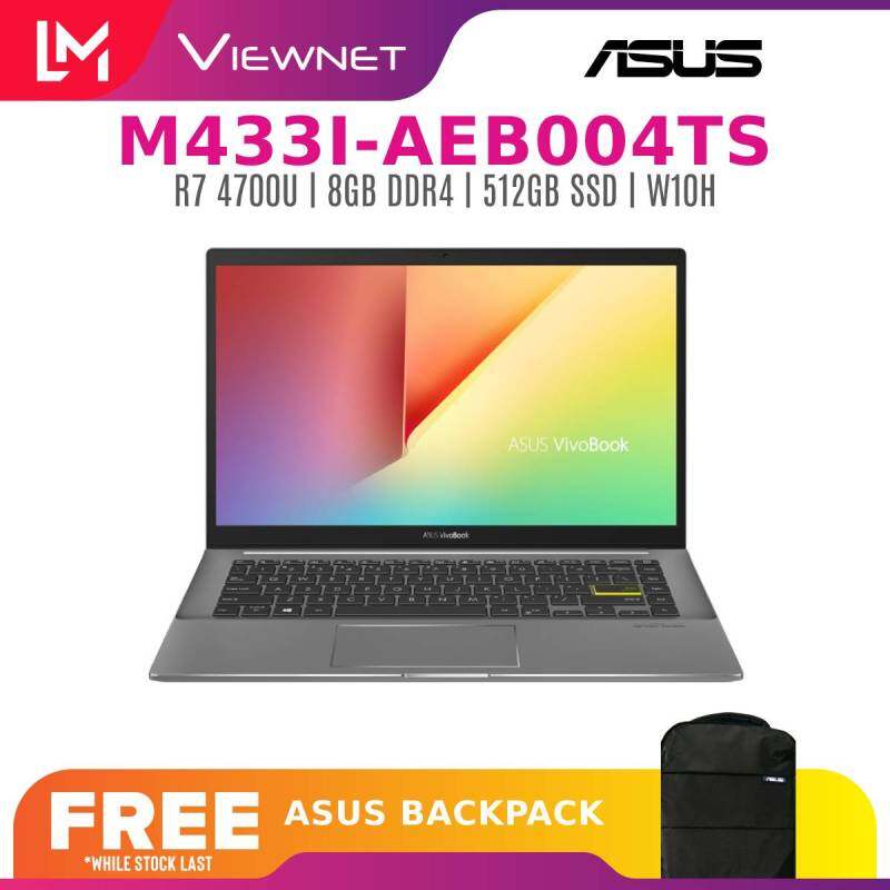 ASUS VIVOBOOK S14 M433I-AEB004TS 14 (RYZEN 7 4700U) S M533U-ABQ084TS (RYZEN 7 5700U) LAPTOP INDIE BLACK 8GB DDR4 RAM | 512GB SSD | 2 YEARS WARRANTY FREE BACKPACK Malaysia