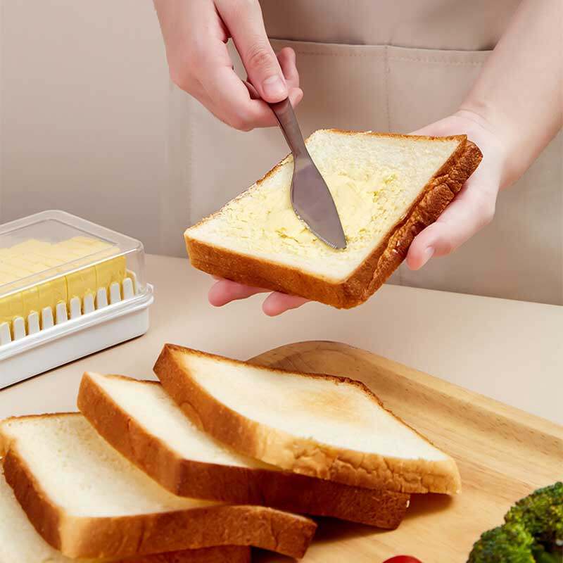 Hộp Đựng Cắt Bơ Trong Suốt Hộp Đựng Có Nắp Dụng Cụ Nhà Bếp Cầm Tay Giữ Tươi Tách Bơ Phô Mai