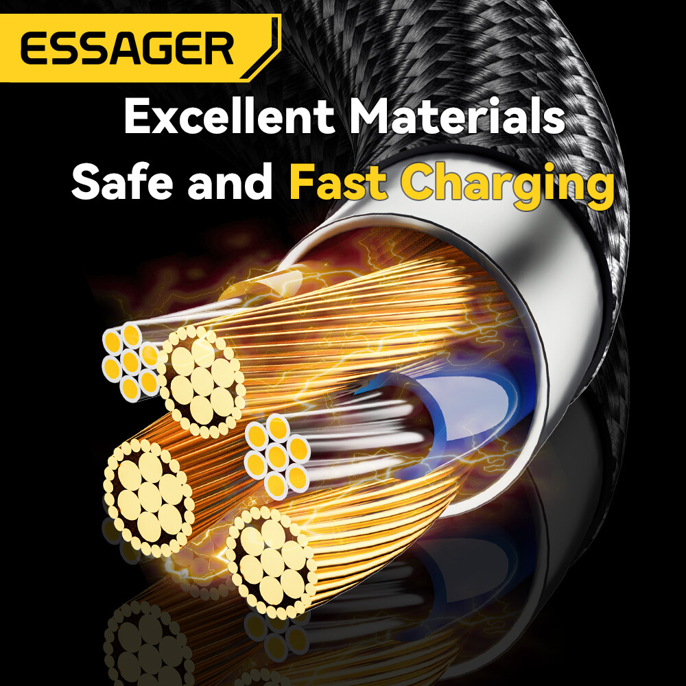 Essager PD 100W 7A USB Type C Cable Elbow Display Fast Charging USB C Bend Data Cable For HUAWEI Oneplus Samsung Honor OPPO VIVO Xiaomi Charger Cord