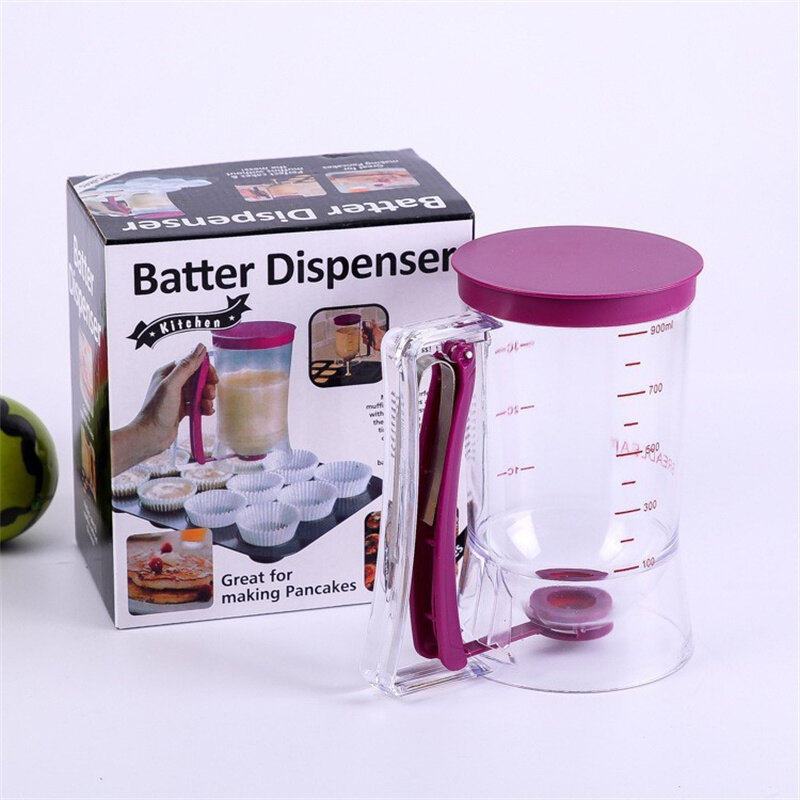 900ml Batter Dispenser Baking Cream Flour Paste Separator Pancake Cupcake Pastry Muffin Measuring Cup Funnel Kitchen Accessories