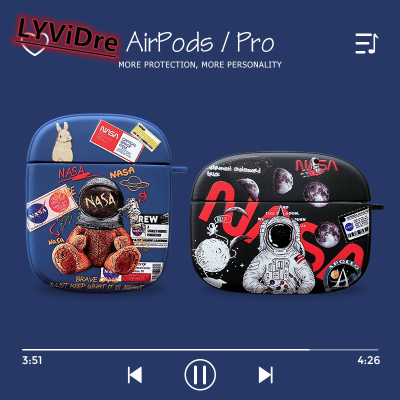 LYViDre Tide Brand Airpods Pro Protective Case Na-sa Astronaut for Apple Bluetooth Headset Airpods 1 2 Frosted Soft Shell