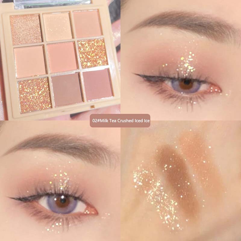 BEAUTYBIGBANG  9 Colors Nude Matte Palette Shimmer and Shine Eyeshadow Palette Matte Glitter Eyeshadow Palette Shiny Eye Shadow Eye Pigments