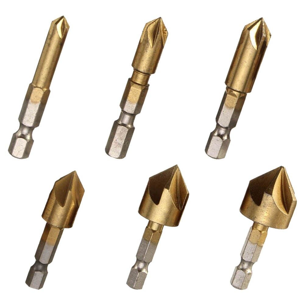 Toolstar 5 Flute 90 Degree Countersink Drill Bit Woodworking Hole Opener Countersink Drill Chamfering Tool