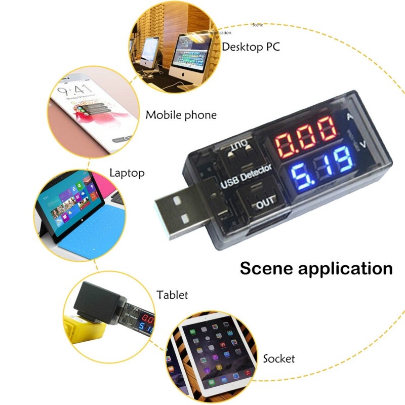 Máy Dò Điện Áp Và Dòng Điện USB Máy Đo Điện Áp USB Máy Đo Điện Áp Bảng Đôi Hiển Thị Màn Hình Điện Áp Pin