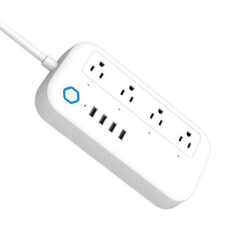 E Life Smart Store Tuya Wifi Smart Power Strip US Outlets Plug Tuya Smart USB Charging Port Timing App Smart Plug Surge Protector 5V 2A With 4 Plug and 4 USB Port Smart Sockets Works For Alexa Google Home Assistant