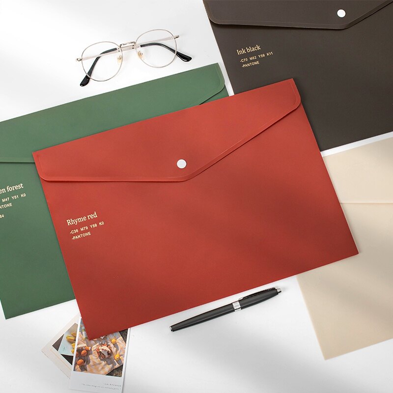【Free Shipping】Envelope Folder Storage Bag Retro A4 Large Capacity Paper Clip Document Storage