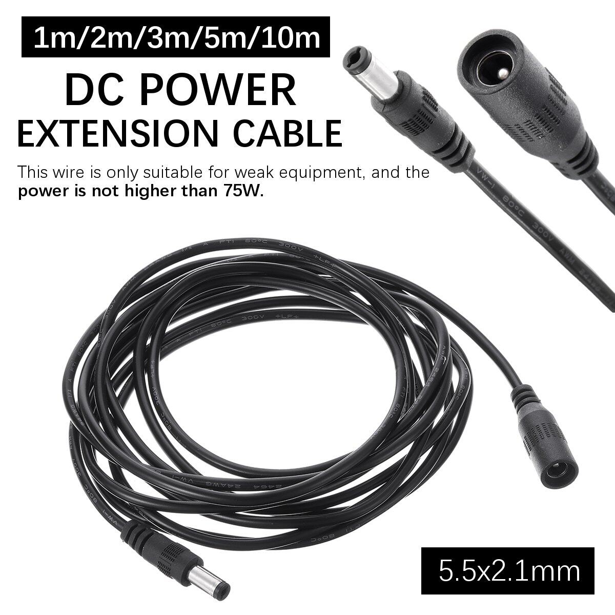 1//2//3//5//10M 5.5x2.1mm Power Extension Cable Male To Female Cord for CCTV Camera