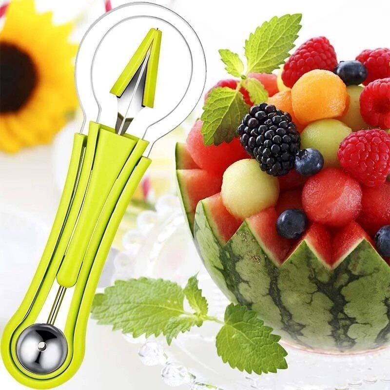 Dream Hunter 4 in 1 Stainless Steel Melon Baller Scoop and Fruit Carving Tool Set For Fruit Slicer Dig Pulp Separator Watermelon Cutter