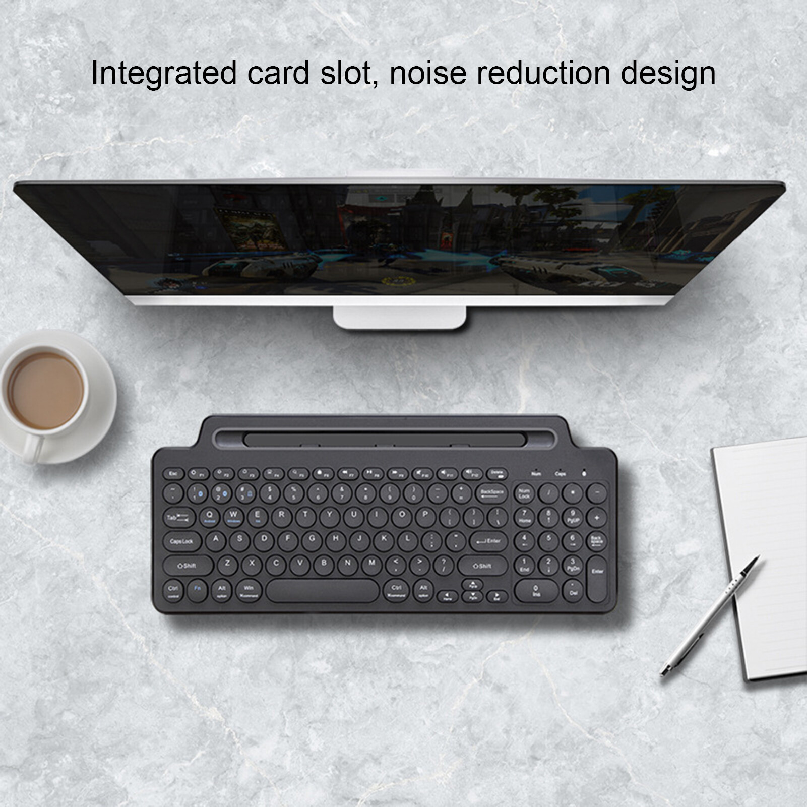 Bàn Phím Máy Tính Lưu Trữ Lớn Có Khe Bàn Di Chuột Không Dây Hai Chế Độ Tương Thích Bluetooth/Bàn Phím Văn Phòng Máy Tính Bảng 2.4G Phụ Kiện Máy Tính Bàn Phím Văn Phòng Chống Sốc