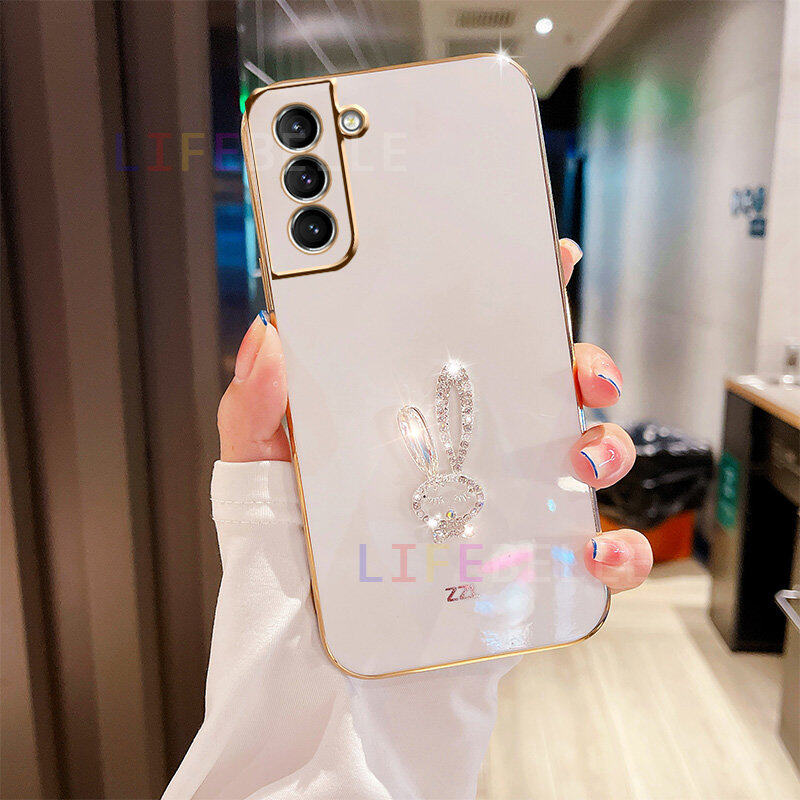 LIFEBELLE Ốp Lưng Cho Samsung Galaxy S23 S23 Ultra S22 S21 FE S20 S10 S9 + S8, Ốp Lưng Sang Trọng Đính Đá Dễ Thương 3D Cô Nàng Thỏ Mạ Mềm Vỏ Điện Thoại Silicone Chống Sốc Vỏ Lưng Bảo Vệ