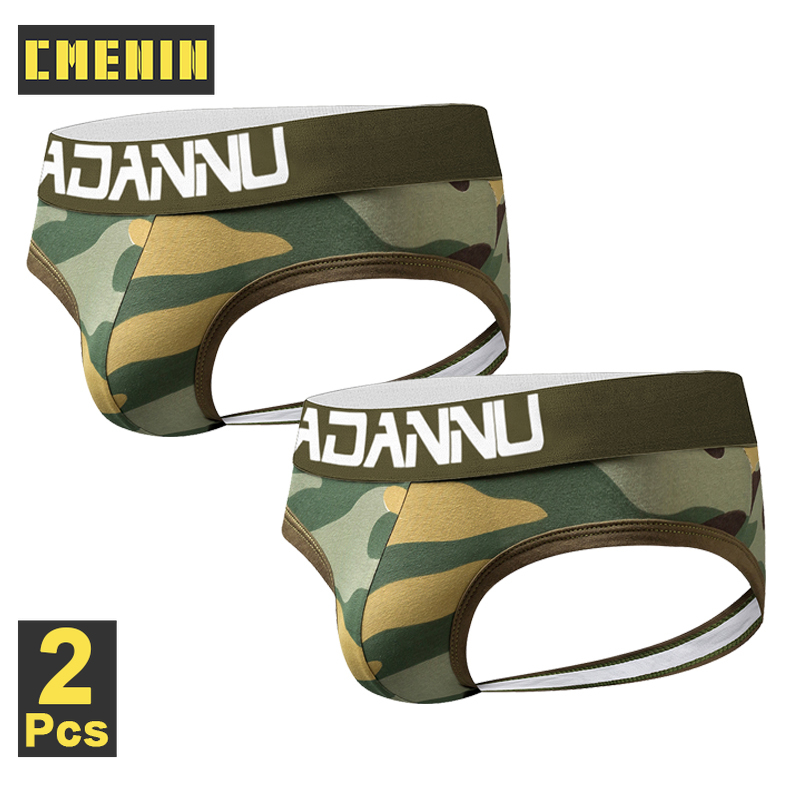 Cmenin adannu 2pcs cotton splice soft underwear men thongs men high quality jockstrap g string men pouch underwear pouch ad142