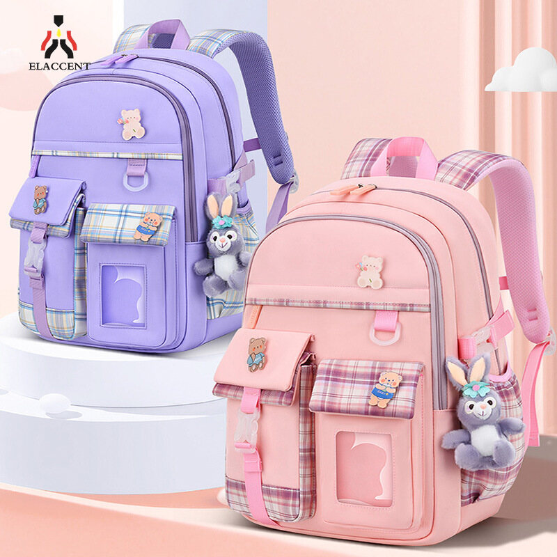 ELACCENT New schoolbag for elementary school students Large capacity lightweight children's backpack for girls grades 1-3-6