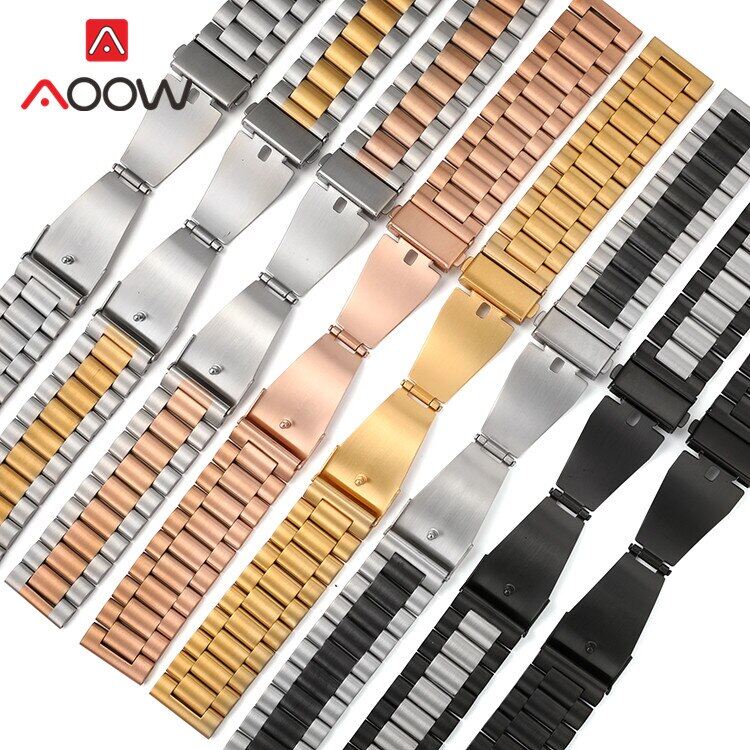 3 Dây Đeo Bằng Thép Không Gỉ Màu Trơn 18Mm 20Mm 22Mm 24 Khóa Gấp Vòng Đeo Tay Thay Thế Kim Loại Cho Nam Tháo Nhanh Dây Đeo Đồng Hồ