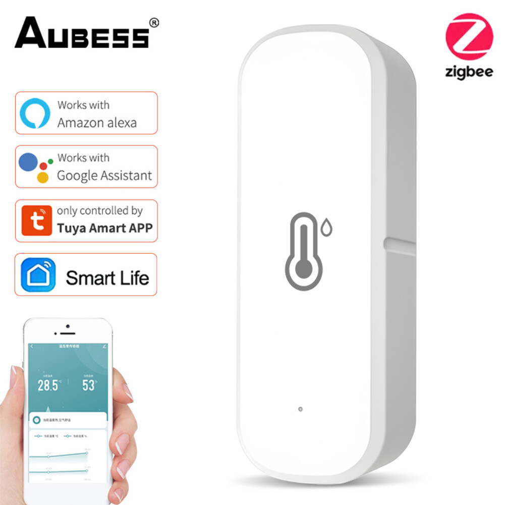 FLEWWER Tuya ZigBee Smart Temperature And Humidity Sensor Battery Powered ZigBee Smart Home Security Work With Alexa Goo-gle Home