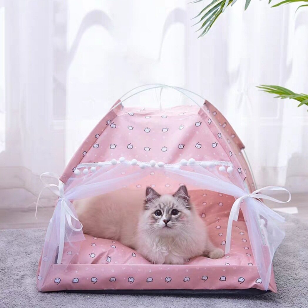 Sweet Princess Cat Bed Foldable Cats Tent Dog House Kitten Basket Beds Cute Houses Home Cushion Pet Kennel