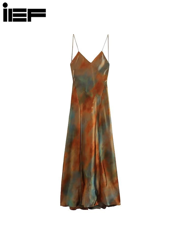 IEF Printed suspender long dress
