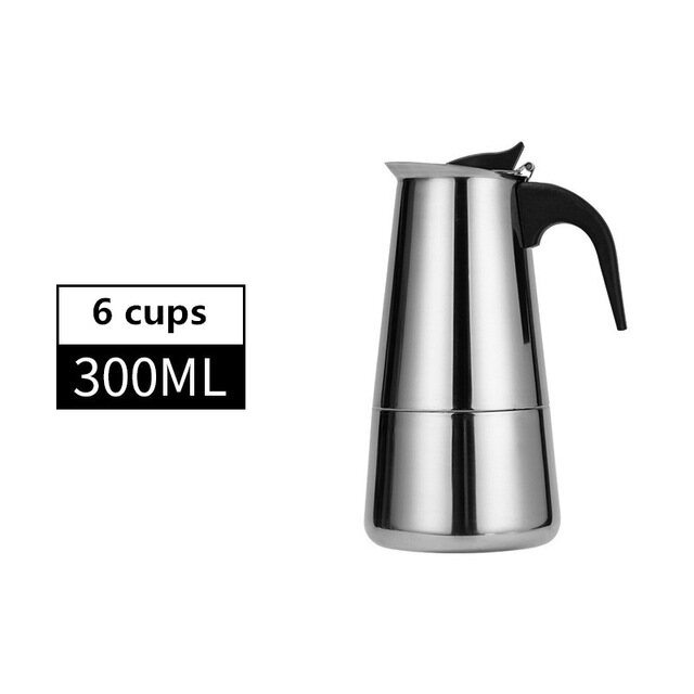 Konco 300ml/600ml Staineless steel Coffee Pot Mocha Coffee Making Pot with Filters Household Portable Moka Espresso Maker Kitchen Office Coffer Percolator Tool
