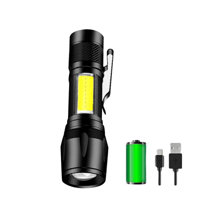 1PC High Power Rechargeable LED Flashlight Mini Zoom Torch Mini Torch LED Rechargeable Flashlight Portable USB Charging Flashlight