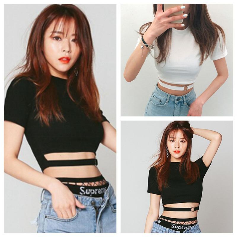 Summer Short Sleeve Crop Top Sexy Women 