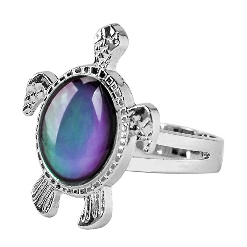 Trendy Emotion Feeling Temperature Rings Magic for Turtle Color Change Mood Ring Adjustable Gift for Male Female