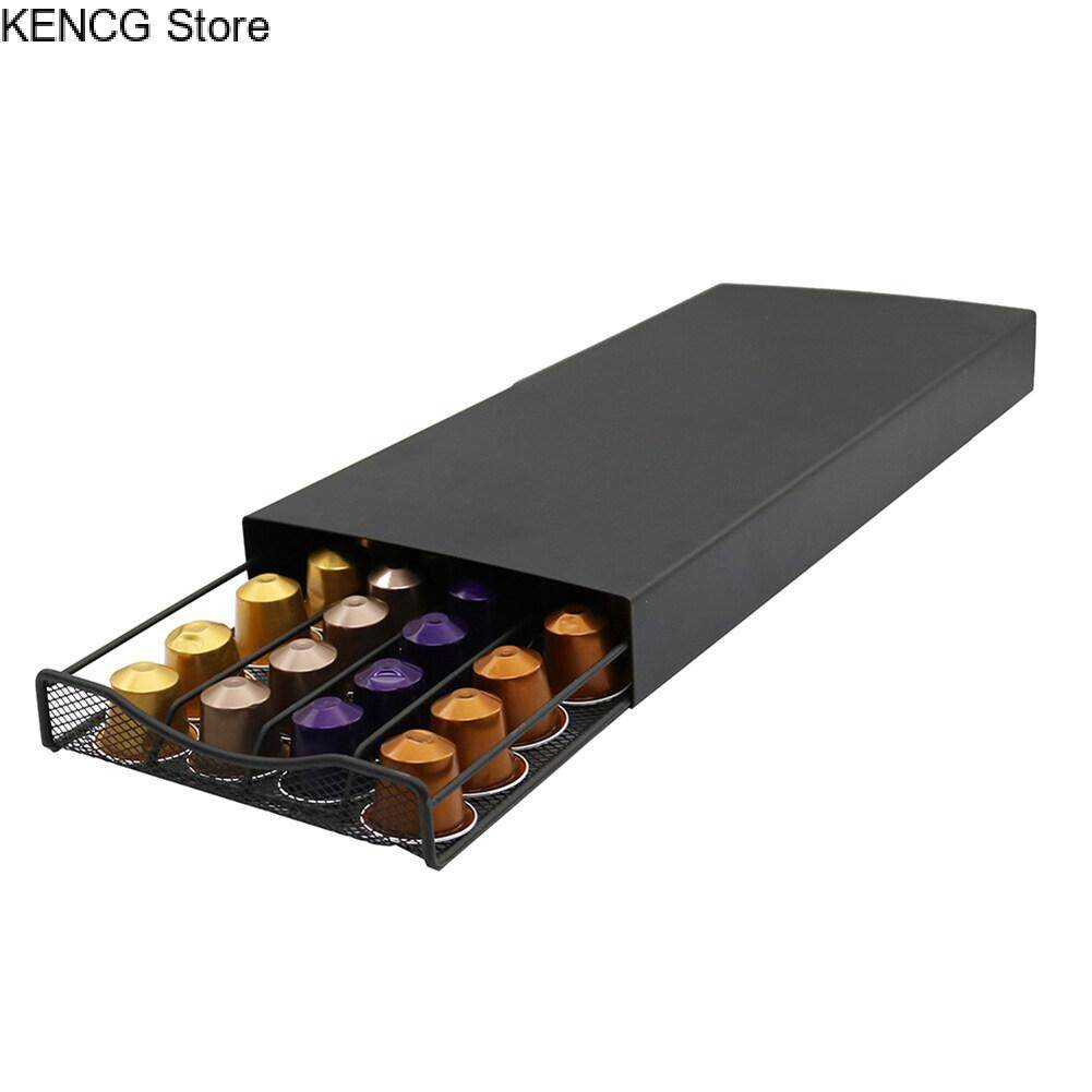 KENCG Store 【】 40 Pods Iron Coffee Capsule Organizer Storage Stand Holder Drawer for Nespresso