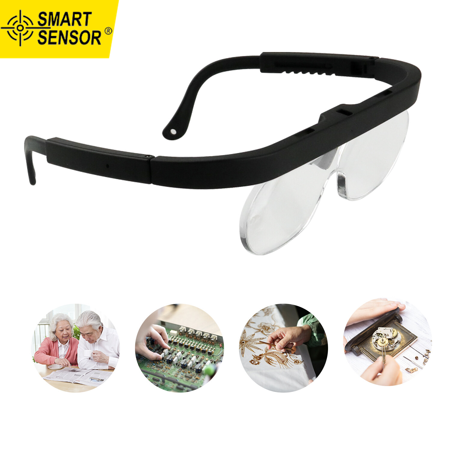 Cảm Biến Thông Minh Kính Lúp 1.5/2.5/3, 5x Tai Nghe Phóng Đại Kính Lúp Trang Sức Đeo Đầu Với Nhiều Ống Kính, Để Chế Tạo Đồng Hồ Công Cụ Sở Thích Sửa Chữa Điện Tử