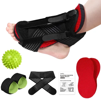 Healifty Plantar Fasciitis Night Splint Kit Adjustable Foot Drop Orthotic Brace with 2 Foot Pads 1 Massage Ball Foot Support Effective Relief from Plantar Fasciitis Pain Heel Arch Foot Pain