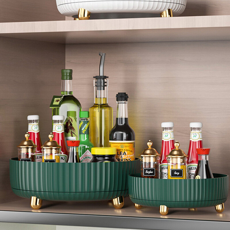 GUAN Rotatable Multi-Function Kitchen Storage Tray Spice Rack Turntable Shelf Organizer