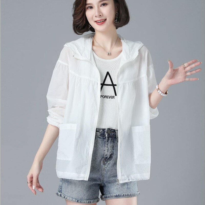 Summer thin sun protection coat women's fashion hooded jacket sun shirt