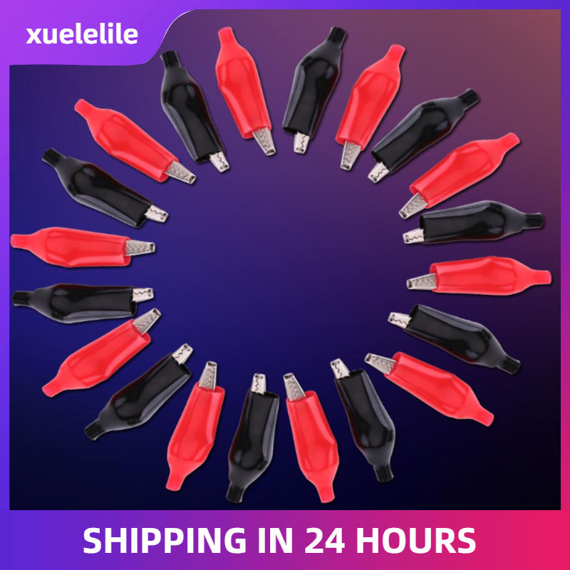 20pcs 28MM Metal Alligator Clip Crocodile Electrical Clamp for Testing Probe Meter Black&Red