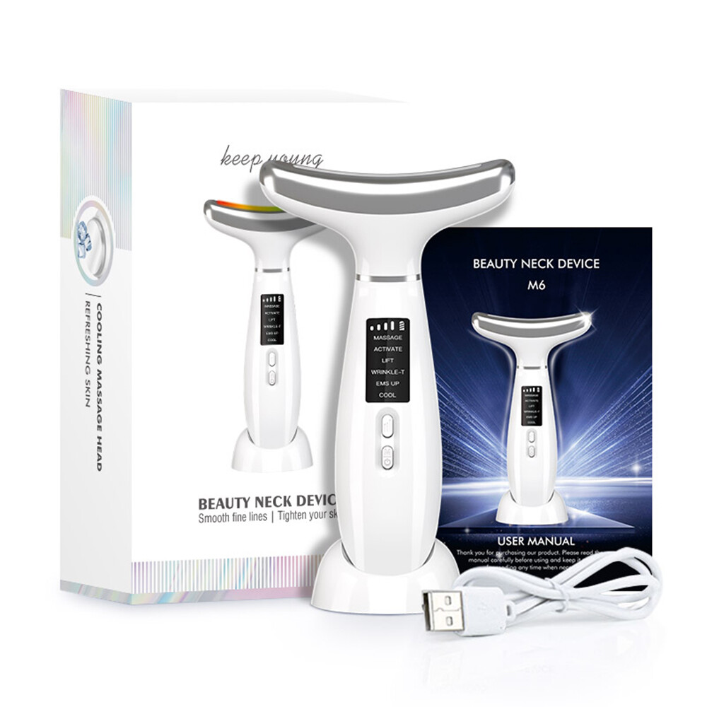Ice hot nén ems cổ nâng mặt massager máy nâng cơ mặt mát xa mắt nước nóng rung 4 màu sắc liệu pháp photon led cổ máy mát xa mặt da thắt chặt thiết bị