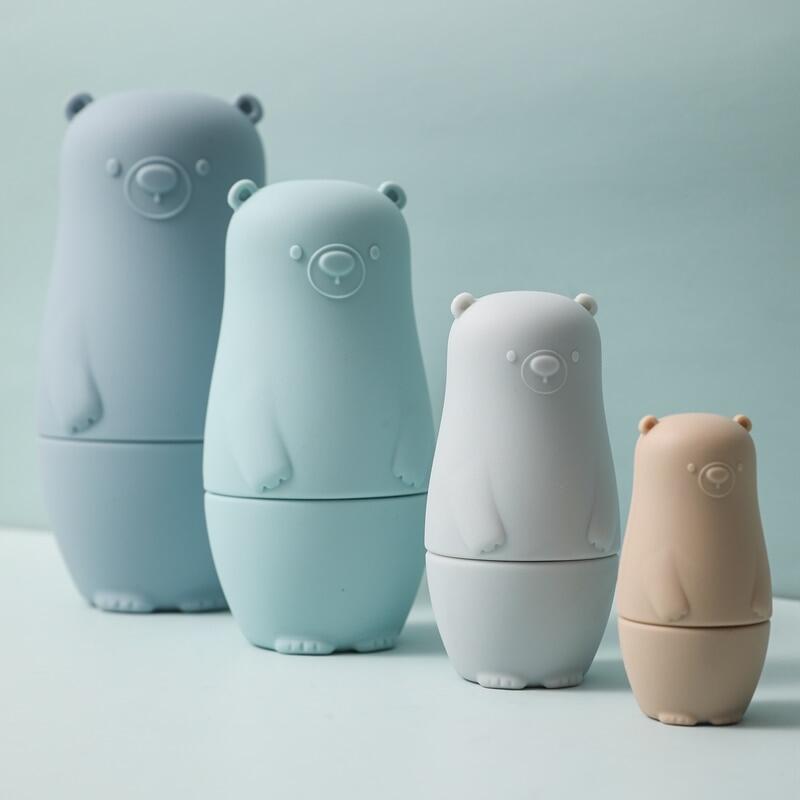 4pcs Baby Stacking Toy Bear Animal Matryoshka Toy Food Grade Silicone Montessori Educational Toy For Baby Gifts Cognition Bauble