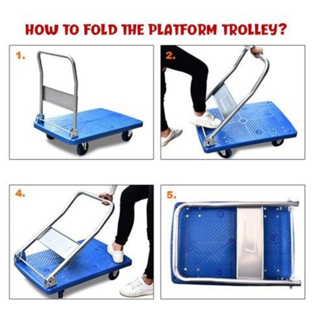 trolley ABS Heavy Duty Foldable PVC Platform Hand Truck Trolley (150kg