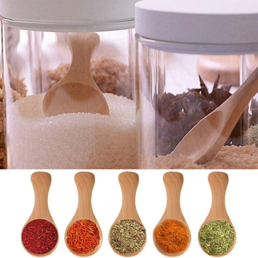 Short Handle 10 Packets of Small Wooden Spoon, Perfect for Small Jars of Jam, Spices, Condiments, Seasonings, Sugar, Honey, Coffee