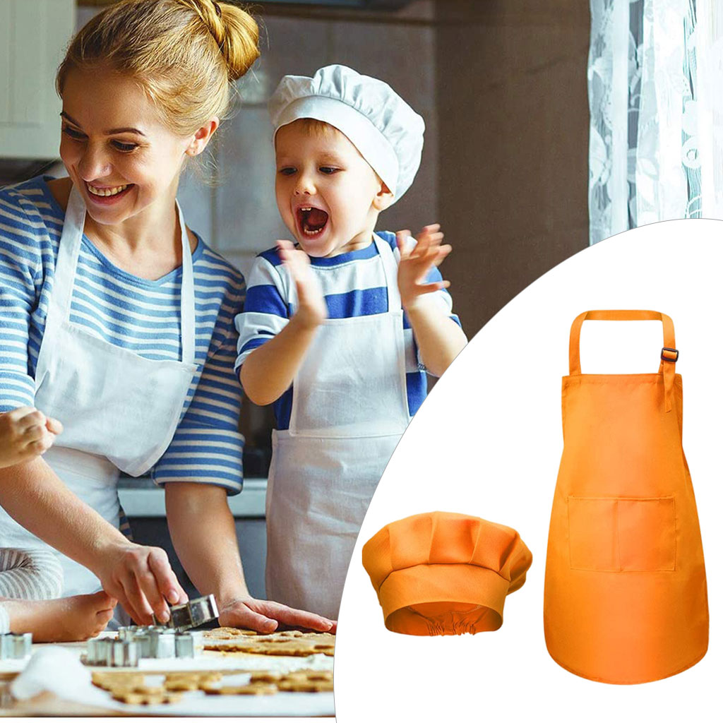 Baoblaze Kids Apron with Pocket Adjustable Children Chef Apron for Boys and Girls Kitchen Cooking Baking Painting, 3 - 12 Years