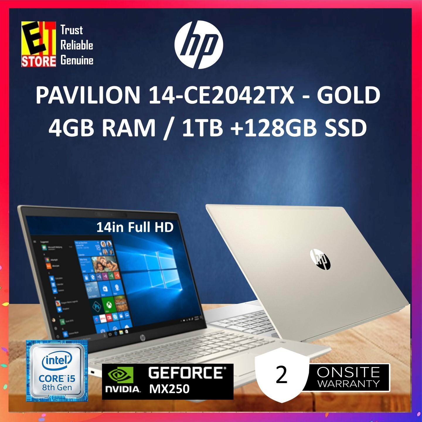 HP PAVILION 14-CE2043TX SILVER / 14-CE2042TX GOLD (I5-8265U /4GB/1TB+128GB /2GB MX250/14 FHD W10/2YRS) LAPTOP Malaysia